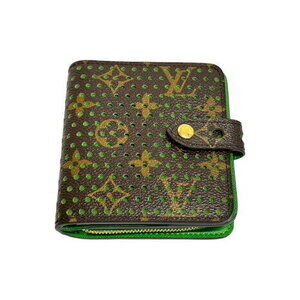 Louis Vuitton bi fold wallet compact zip brown green